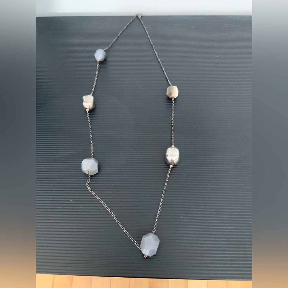 Simon Sebbag Silver and Gray Beaded Necklace